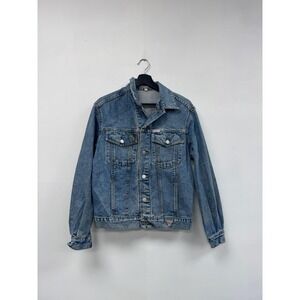Vintage‎ Guess Jeans Jacket Mens Medium Blue Denim Trucker Made USA 80s 90s